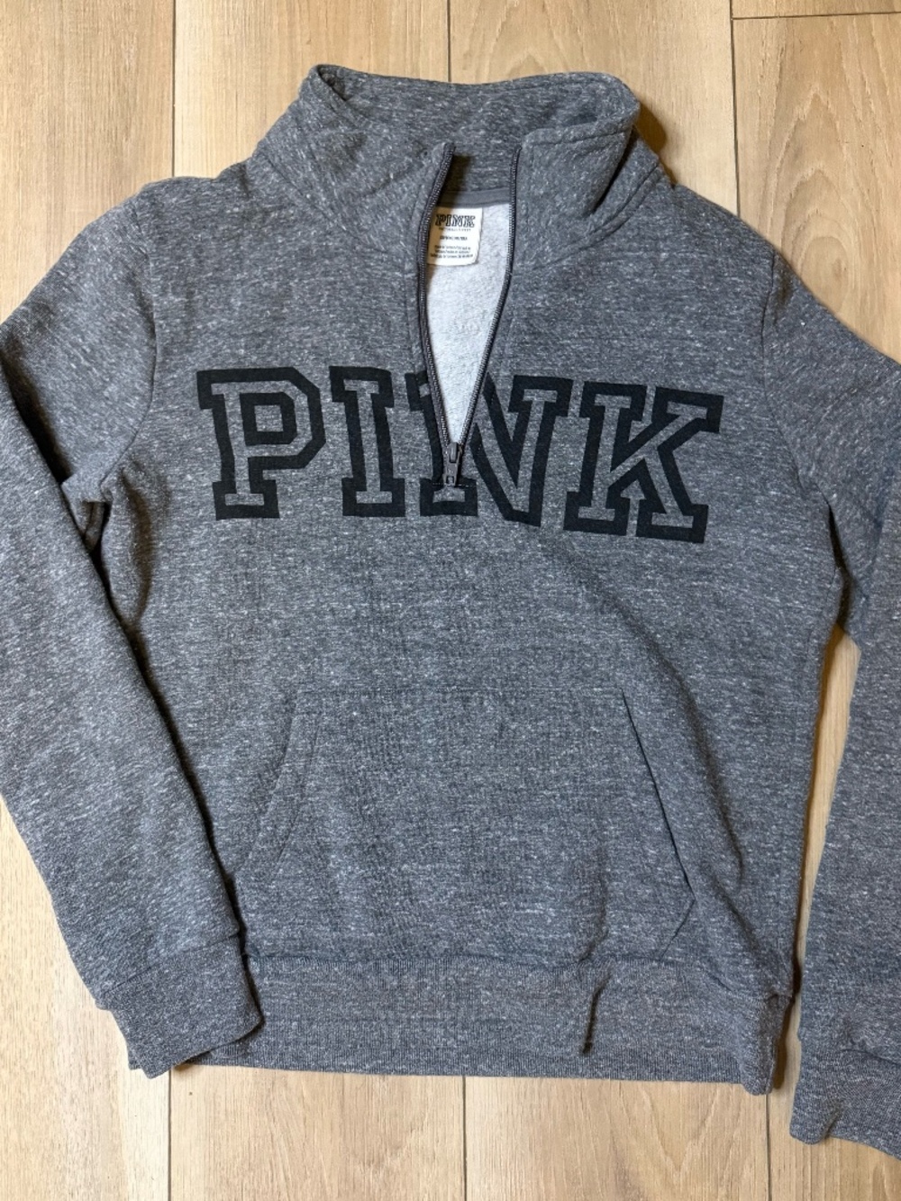PINK Victoria’s Secret Gray Quarter Zip Pullover Size Small